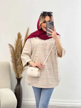 مانتو لینن نچرال یقه دار