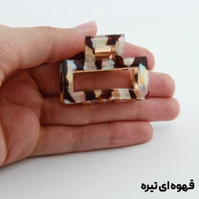 کلیپس دخترانه فلزی طرح مستطیلی آبرنگی کوچک (قهوه ای تیره)