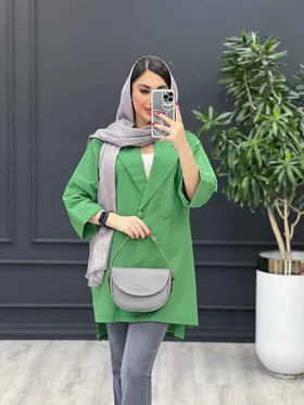 مانتو لینن دو دکمه آستین پاکتی