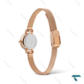 ساعت دنیل ولینگتون زنانه مینی گرد حصیری رزگلد صفحه سفید DW-6655-L