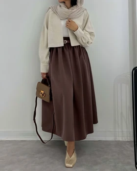 ست کت دامن و کمربند رنگ متضاد قد 90cm