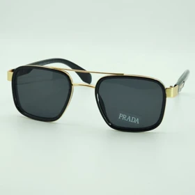 عینک آفتابی مردانه و زنانه پرادا Prada SPS3350S ضد اشعه UV400 ایتالیایی (مشکی دسته طلائی)