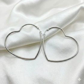 گوشواره استیل حلقه‌ای طرح «قلب بزرگ» (Heart Hoops) | 6 سانتی