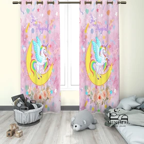 پرده کودک طرح اسب تک شاخ مدل W4904