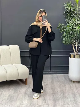 ست مانتو و شلوار پایین بند دار