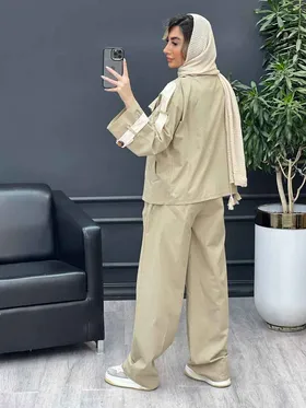 ست مانتو و شلوار ژیله دکمه دار