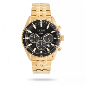 ساعت مچی مردانه لاکسمی بند استیل طلایی کد Laxmi 8904/6