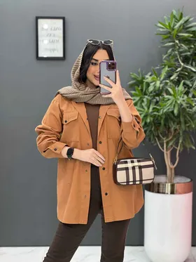 مانتو کتان زاپ‌دار پایین هلال