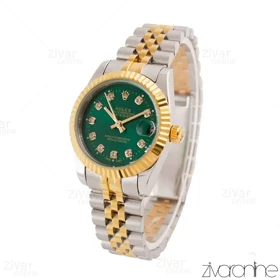 ساعت رولکس دیت جاست طلایی نقره ای صفحه سبز 103641