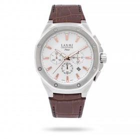 ساعت مچی مردانه لاکسمی بند چرم نقره ای کد Laxmi 8133