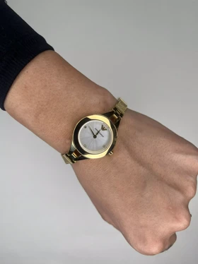 ساعت مچی امپریو آرمانی بند حصیری طلایی صفحه سفید Emporio Armani