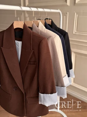 کت یقه بلیزری آستین پاکتی