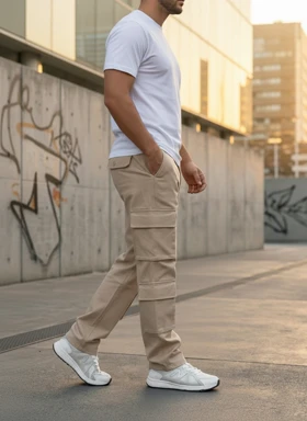 شلوار بنگال کارگو مردانه مدل HAMED-کرم