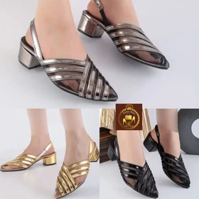 صندل پشت‌باز مجلسی و تابستانه زنانه پاشنه‌دار