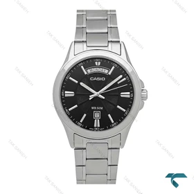 ساعت کلاسیک کاسیو اصل مردانه فلزی دو تقویمه صفحه مشکی Casio-7712-G