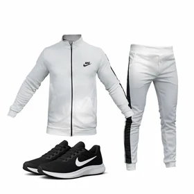 پکیج ست سویشرت شلوار مردانه نایک مدل Madio + کفش ورزشی مردانه Nike مدل Tigo زیره سفید
