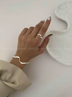ست دستبند و انگشتر موج