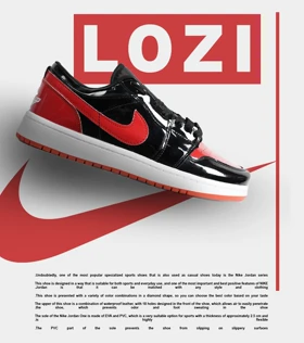 کفش کتانی مردانه و زنانه مشکی قرمز NIKE jordan 1