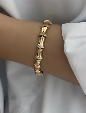 دستبند طرح بامبو طلایی ژوپینگ 1022