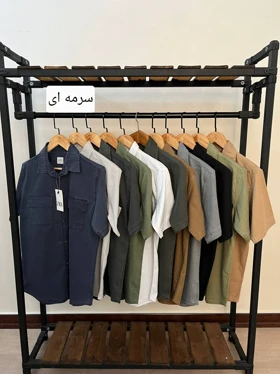 پیراهن کتان آستین کوتاه جیب‌دار 2398