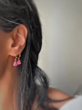 گوشواره حلقه‌ای اشکی نگین‌دار