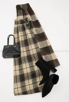 دامن فوتر چهار خونه جلو پیله کد1004839