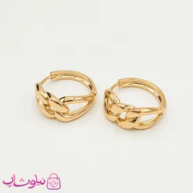 گوشواره حلقه‌ای ژوپینگ طرح کارتیه طلایی پهن