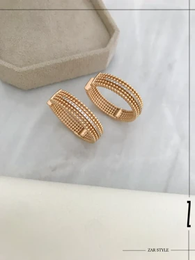 گوشواره حلقه‌ای گوی توری نگین‌دار