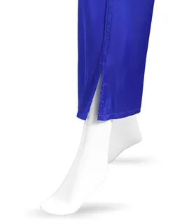 ست شلوار و کراپ Neev نیو ساتن کد Ivy 4415 آبی کاربنی Blue