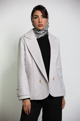 پالتو کت فوتر دوتن دو دکمه (طوسی)