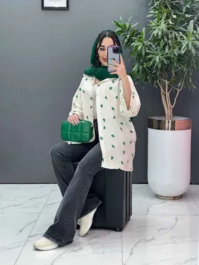مانتوشومیزی طرحدار جلو دکمه
