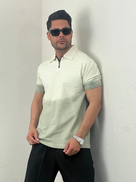 تیشرت مردانه نیم زیپ آبرنگی