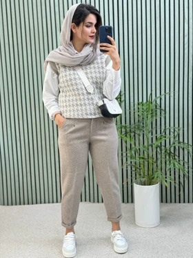 شلوار فوتر جلو دکمه