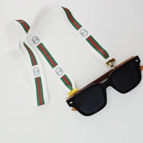 بند عینک پارچه ای طرحدار کد 90028س (سفید طرح GUCCI)
