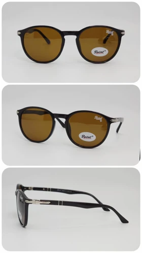 عینک آفتابی مردانه و زنانه پرسول Persol Po3222 ضد اشعه UV400 (فریم مشکی، عدسی‌ها قهوه ای)