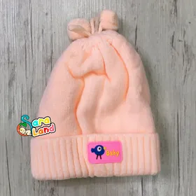 کلاه بافت نوزاد پوم دار رنگی طرح پرنده و baby
