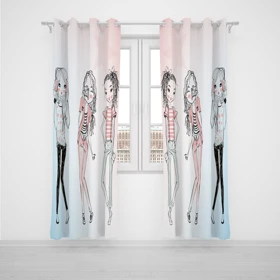 پرده پانچی اتاق کودک برند مینوریا کیدز طرح دخترانه کد p-304