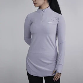 استرج آستین بلند نیم زیپ ورزشی زنانه نایک مدل VHD-3K1452 یاسی