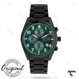 ساعت کرست مردانه 6311-3 صفحه سبز بند مشکی Crest-10955-G