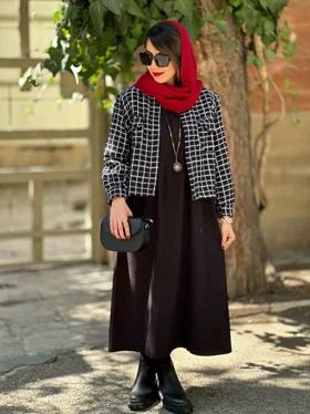 ست پیراهن مانتویی و کت شانل آلا