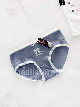 شورت اسلیپ نخ پنبه عروسکی سفید آبی طرح خرس و قلب