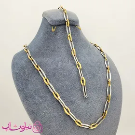 ست دستبند و گردنبند مردانه استیل دو رنگ