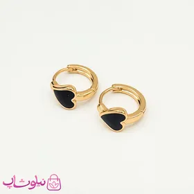 گوشواره حلقه‌ای ژوپینگ مدل قلب مشکی