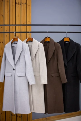 پالتو فوتر بلند ماوی ( پاییزه و زمستانه)