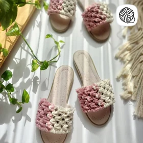 صندل مکرومه بافی دو رنگ مدل آباندخت