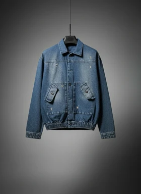 کت لی لش جدید باکسی تینک سبز مدل Vintage Washed Denim Relax Fit رنگ آبی کثیف کلاسیک استایل محبوب Old Money و Street‑Lux.