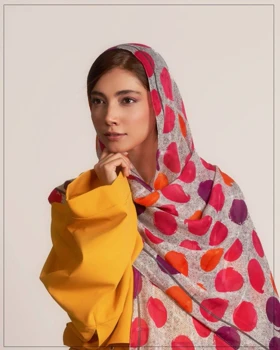 شال توپی خال‌خالی نخی