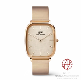ساعت مچی زنانه دنیل ولینگتون (Daniel Wellington) مدل DW00100815 (قاب چهارگوش، رزگلد، صفحه طرح پارچه کتان)