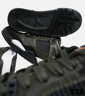 کتانی ساق‌دار زنانه و مردانه سبز زیتونی Nike air jordan 4 مدل 6019