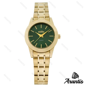 ساعت الکسا A0098 زنانه طلایی صفحه سبز w-10082